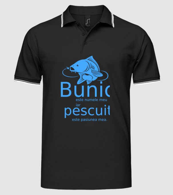 Bunic este numele meu, iar pescuitul este pasiunea mea model negru pe tricou