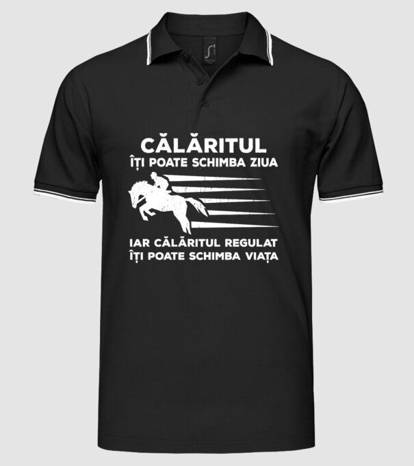 călăritul îți poate schimba ziua, iar călăritul regulat îți poate schimba viața model negru pe tricou