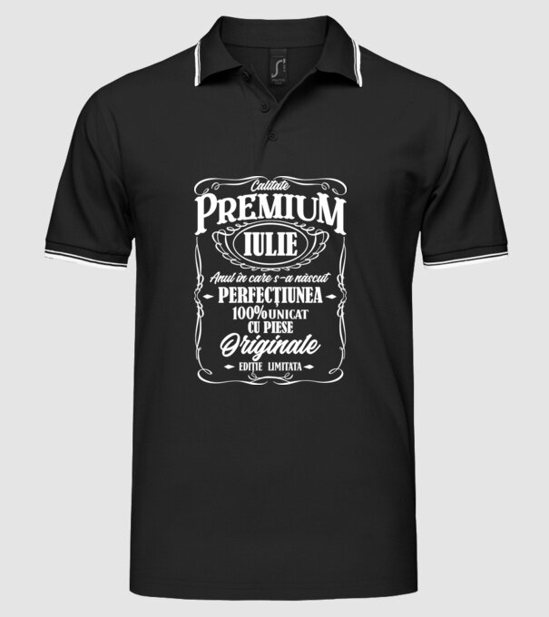 calitate premium -iulie- anul în care s-a născut - perfecțiunea - 100% unicat, cu piese originale, ediție limitată model negru pe tricou