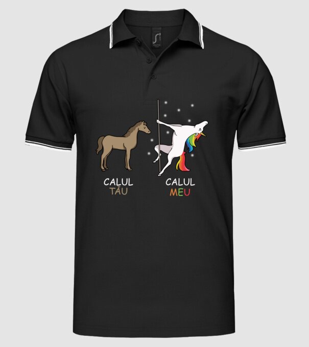 calul tău - calul meu model negru pe tricou