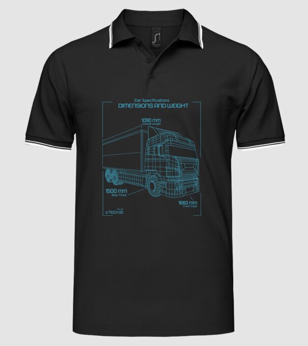 Camioane model negru pe tricou