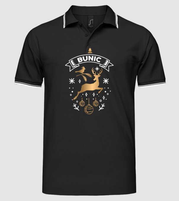 bunic christmas model negru pe tricou