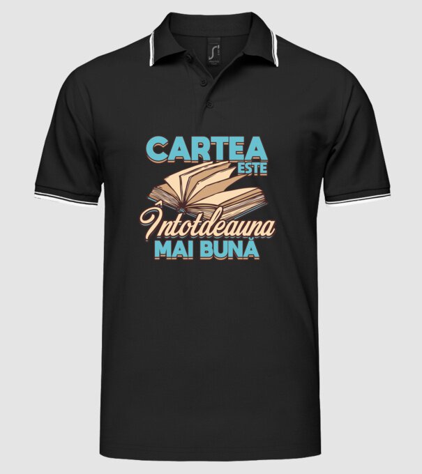 Cartea este ÎNTOTDEAUNA mai bună D7556260-01 model negru pe tricou