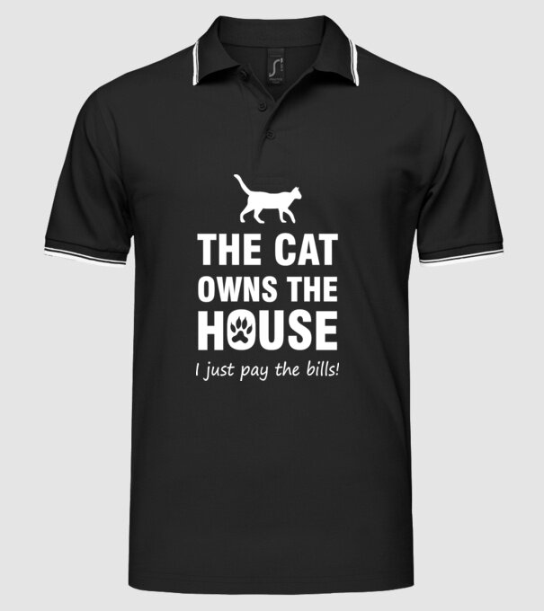 cat own model negru pe tricou