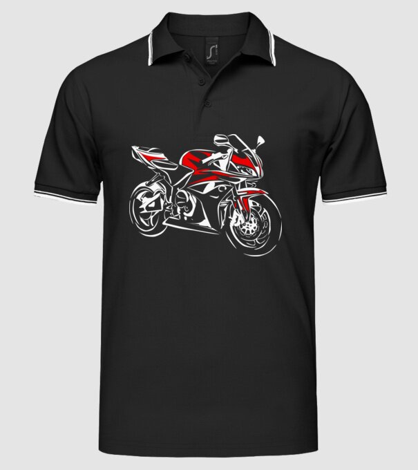 CBR600rr model negru pe tricou
