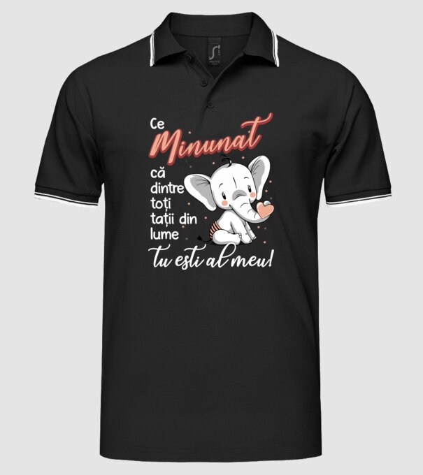 Ce minunat că dintre toți tații din lume, tu ești al meu! model negru pe tricou