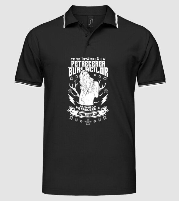 Ce se întâmplă la petrecerea burlacilor, rămâne la petrecere a burlacilor model negru pe tricou
