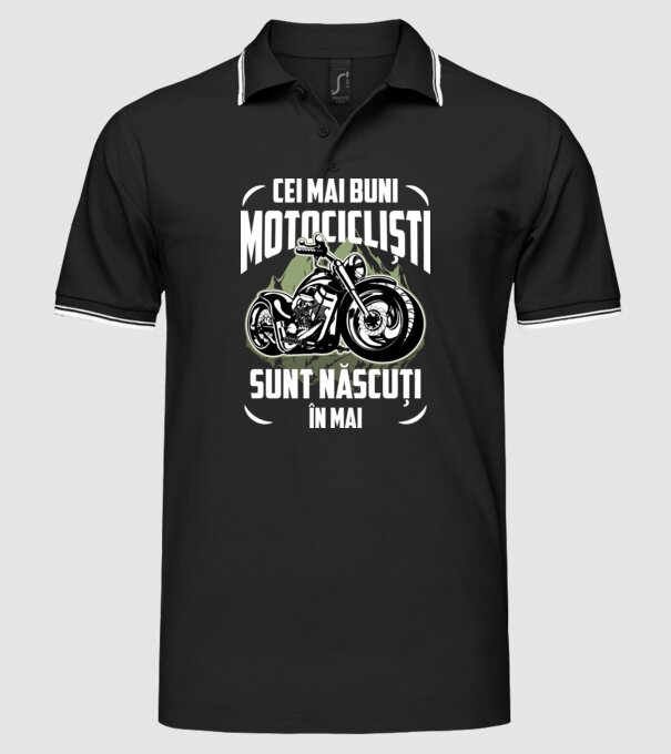Cei mai buni motocicliști sunt născuți în Mai model negru pe tricou