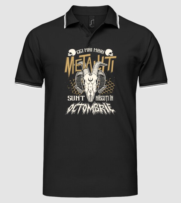 Cei mai mari metaliști sunt născuți în octombrie. model negru pe tricou