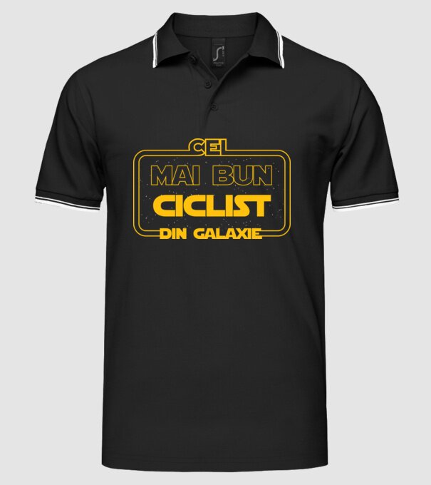 Cel mai bun ciclist din galaxie model negru pe tricou