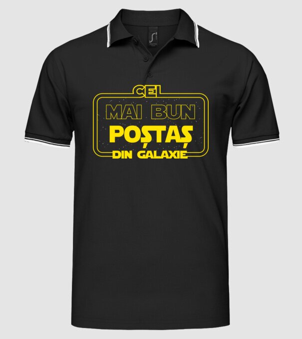 Cel mai bun poștaș din galaxie model negru pe tricou