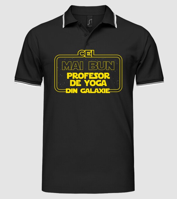 cel mai bun profesor de yoga din galaxie model negru pe tricou