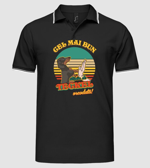 Cel mai bun stăpân de teckel vreodată! model negru pe tricou