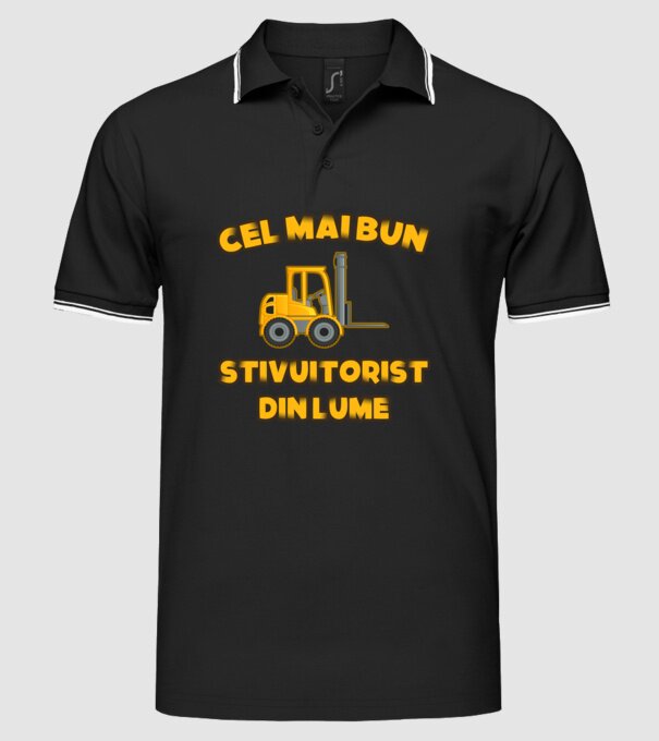 Cel mai bun Stivuitorist din lume model negru pe tricou