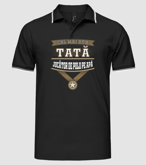 Cel mai bun tată jucător de polo pe apă model negru pe tricou