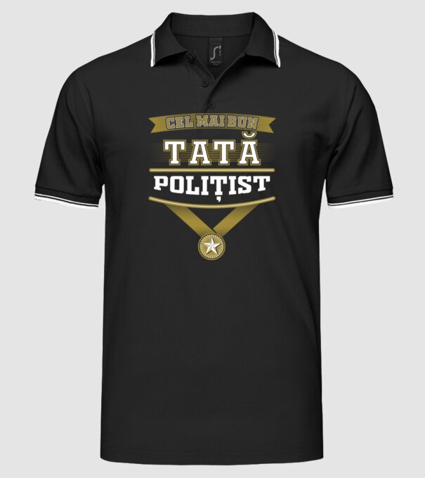 Cel mai bun tată polițist model negru pe tricou