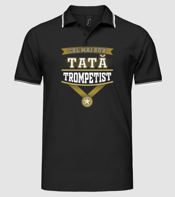 Cel mai bun tată trompetist model negru pe tricou