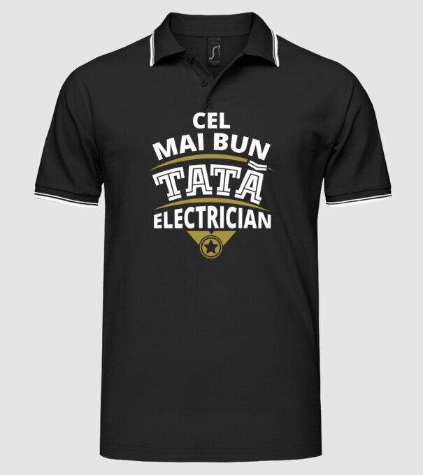 Cel mai bun tată electrician model negru pe tricou