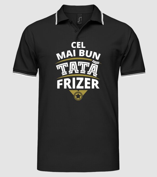 Cel mai bun tată frizer model negru pe tricou