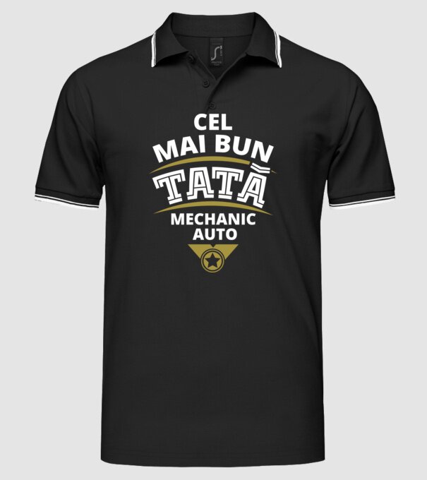 Cel mai bun tată mecanic auto model negru pe tricou