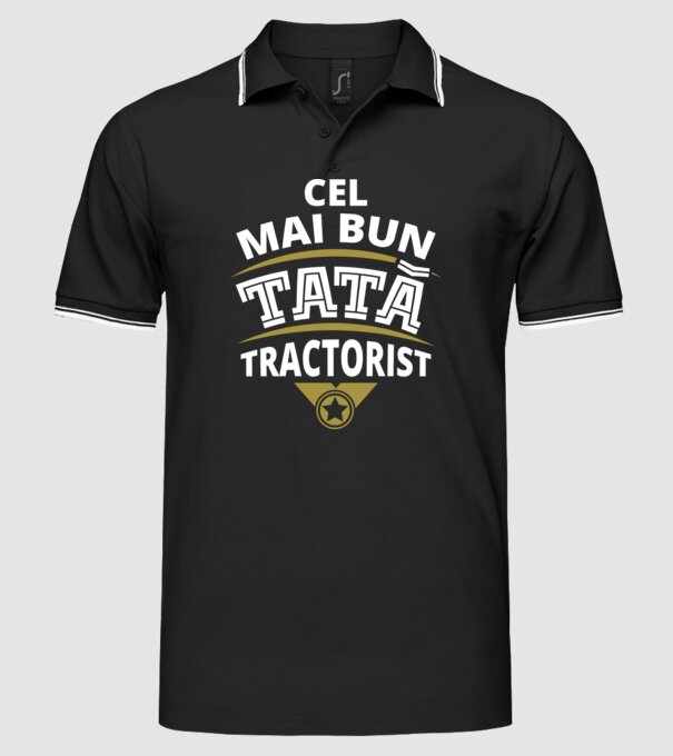 Cel mai bun tată tractorist model negru pe tricou
