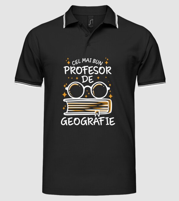 Cel mai profesor geografie model negru pe tricou