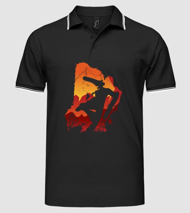 Chainsaw man silhouette model negru pe tricou