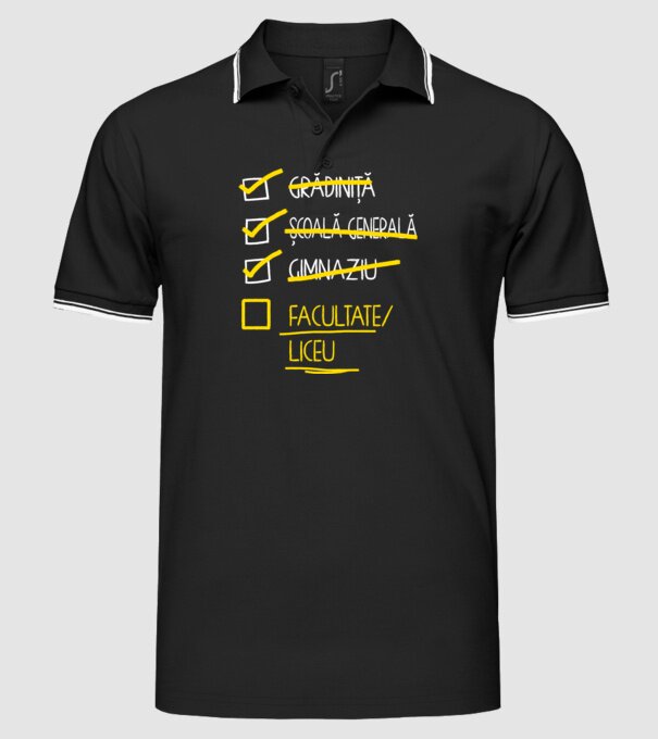 Cheklist educație - Gimnaziu negru model negru pe tricou
