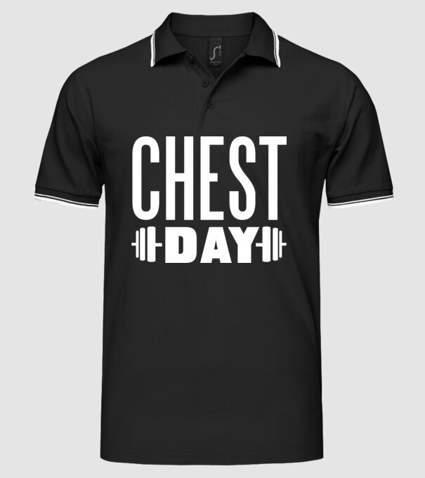 Chest day model negru pe tricou