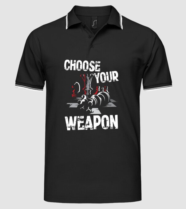 CHOOSE YOUR WEAPON model negru pe tricou