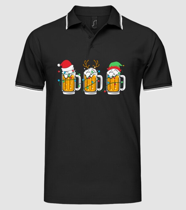 Christmas beer mugs model negru pe tricou