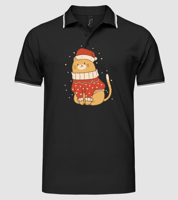 Christmas cat model negru pe tricou