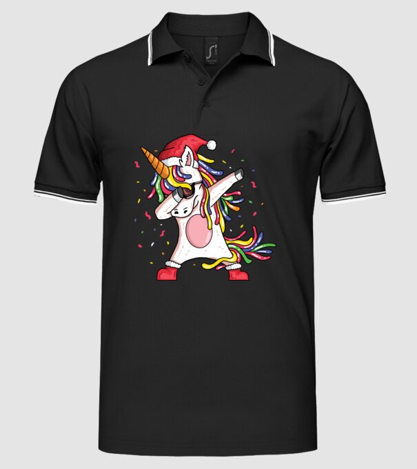 Christmas unicorn dab model negru pe tricou