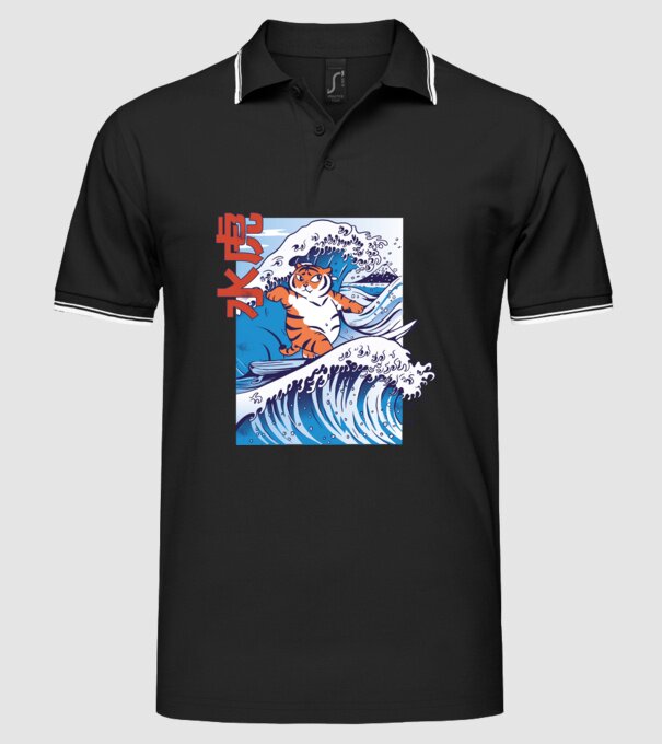 Chubby Surfer Tiger model negru pe tricou