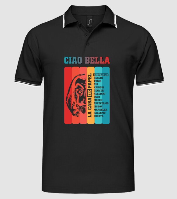 ciao bella retro model negru pe tricou