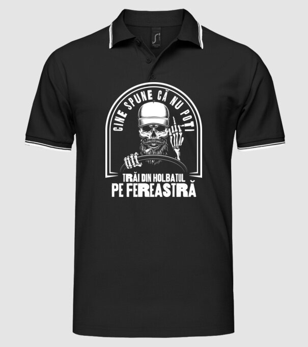 Cine spune că nu poți trăi din holbatul pe fereastră? model negru pe tricou