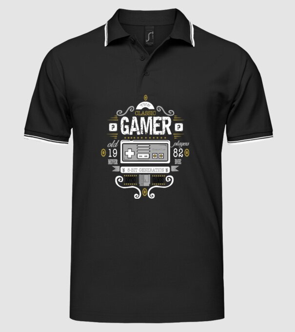 Classic Gamer model negru pe tricou