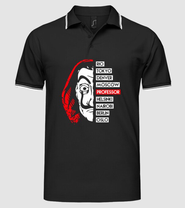classic logo la casa de papel model negru pe tricou