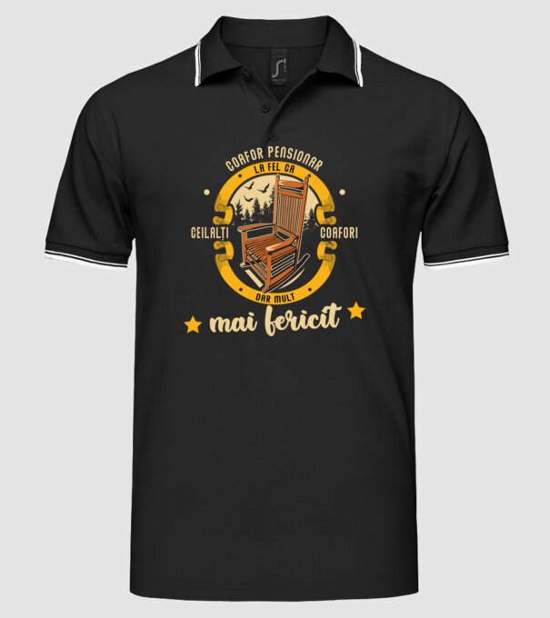 COAFOR pensionar - la fel ca ceilalți coafori, dar mult mai fericit model negru pe tricou