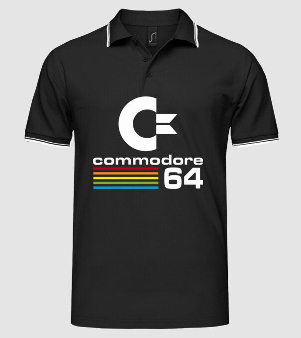 Commodore 64 logo on black model negru pe tricou
