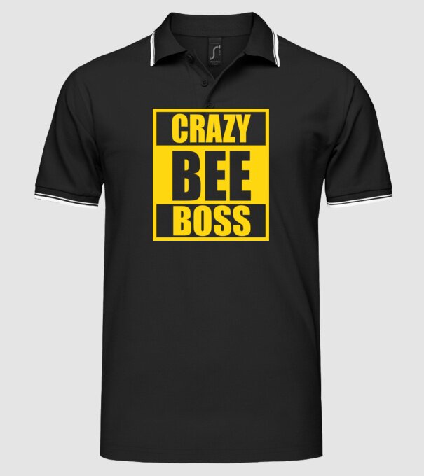 Crazy bee boss model negru pe tricou
