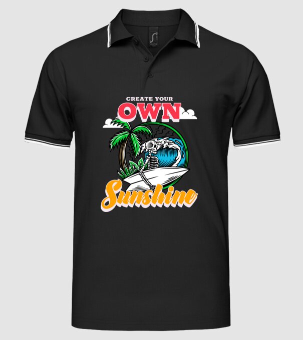 Create your own sunshine surfer skeleton model negru pe tricou