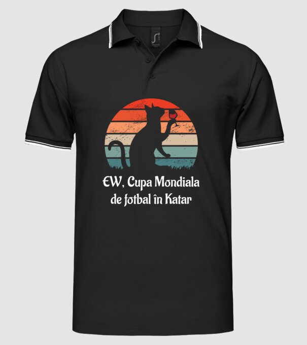 Cupa Mondiala de fotbal în Katar model negru pe tricou