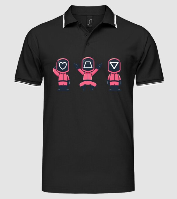 cute squid game toys model negru pe tricou