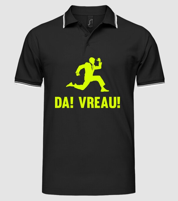 da! vreau! model negru pe tricou