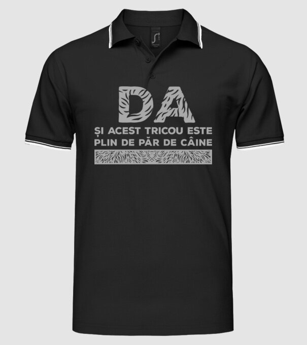 da, și acest tricou este plin de păr de câine model negru pe tricou