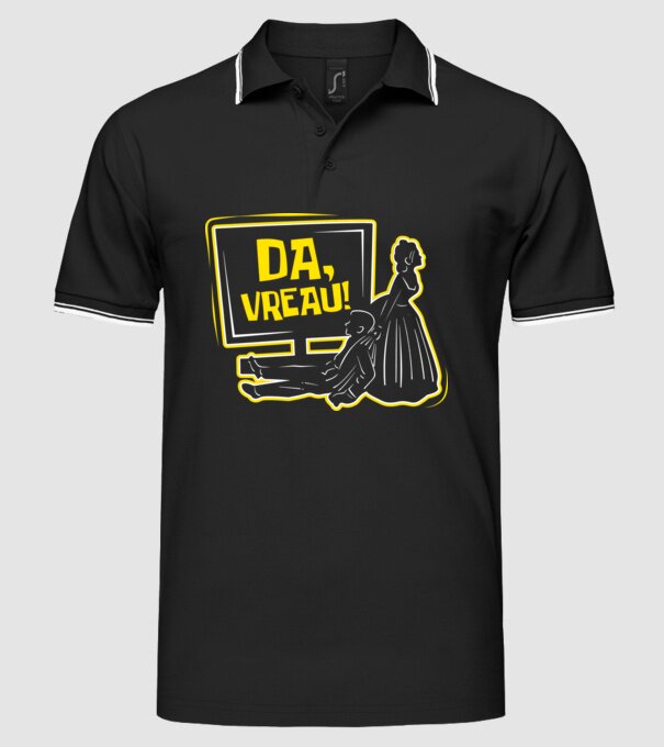 Da, vreau! model negru pe tricou