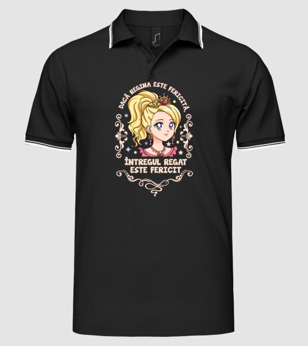 Dacă regina este fericită, întregul regat este fericit. model negru pe tricou