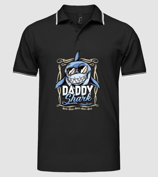 Daddy Shark model negru pe tricou