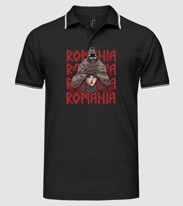 Dansul Ursului romania model negru pe tricou